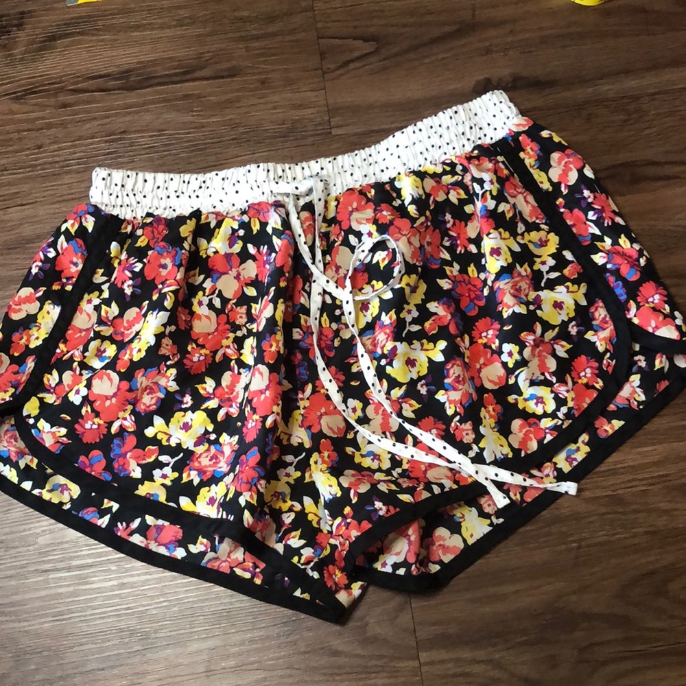 Harmony + Havoc Floral Athletic Lounge Shorts Elastic Pull On Drawstring Waist S